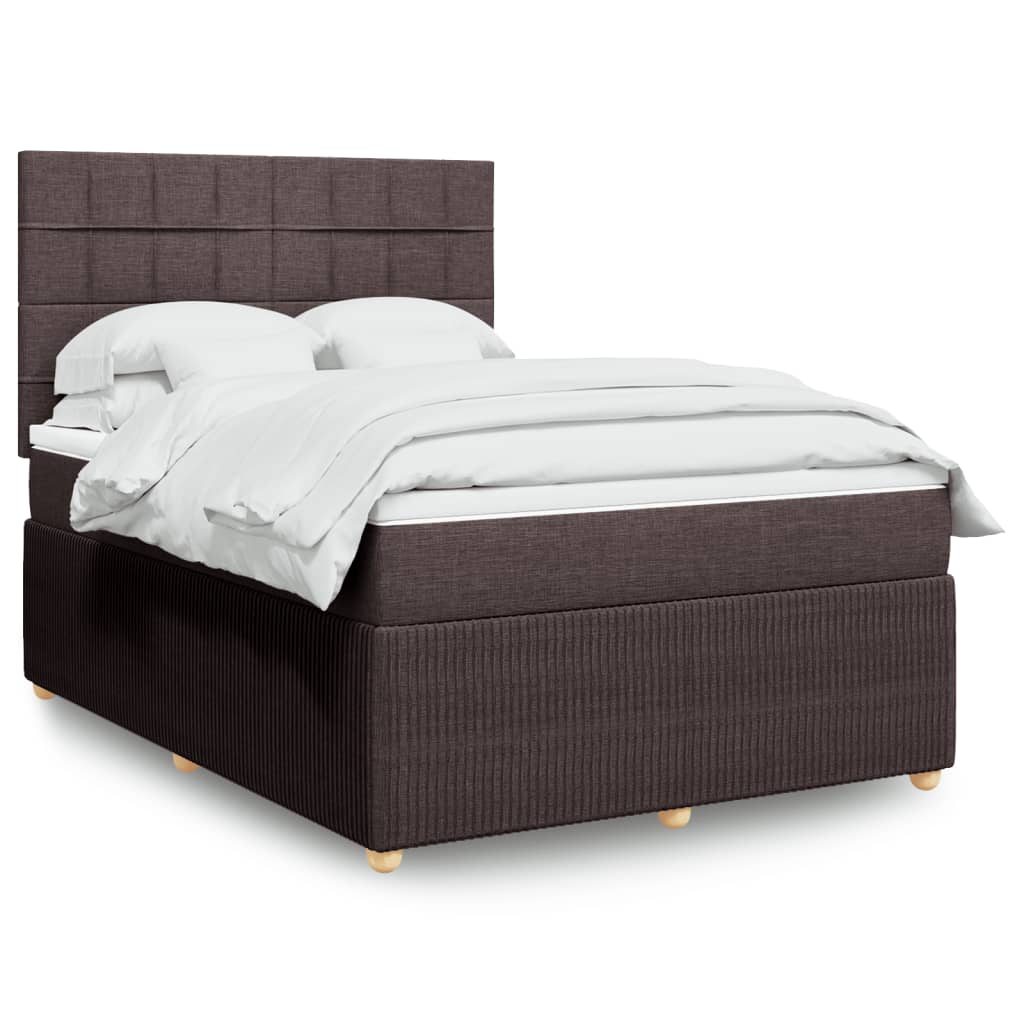 vidaXL Boxspringbett mit Matratze Dunkelbraun 140x190 cm Stoff