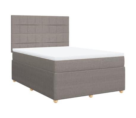 vidaXL Boxspringbett mit Matratze Taupe 140x190 cm Stoff