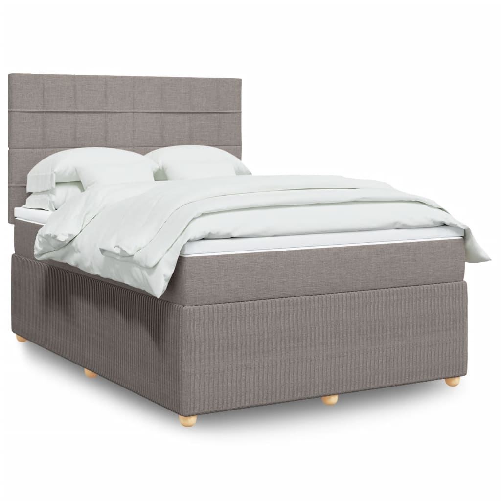 vidaXL Boxspringbett mit Matratze Taupe 140x190 cm Stoff