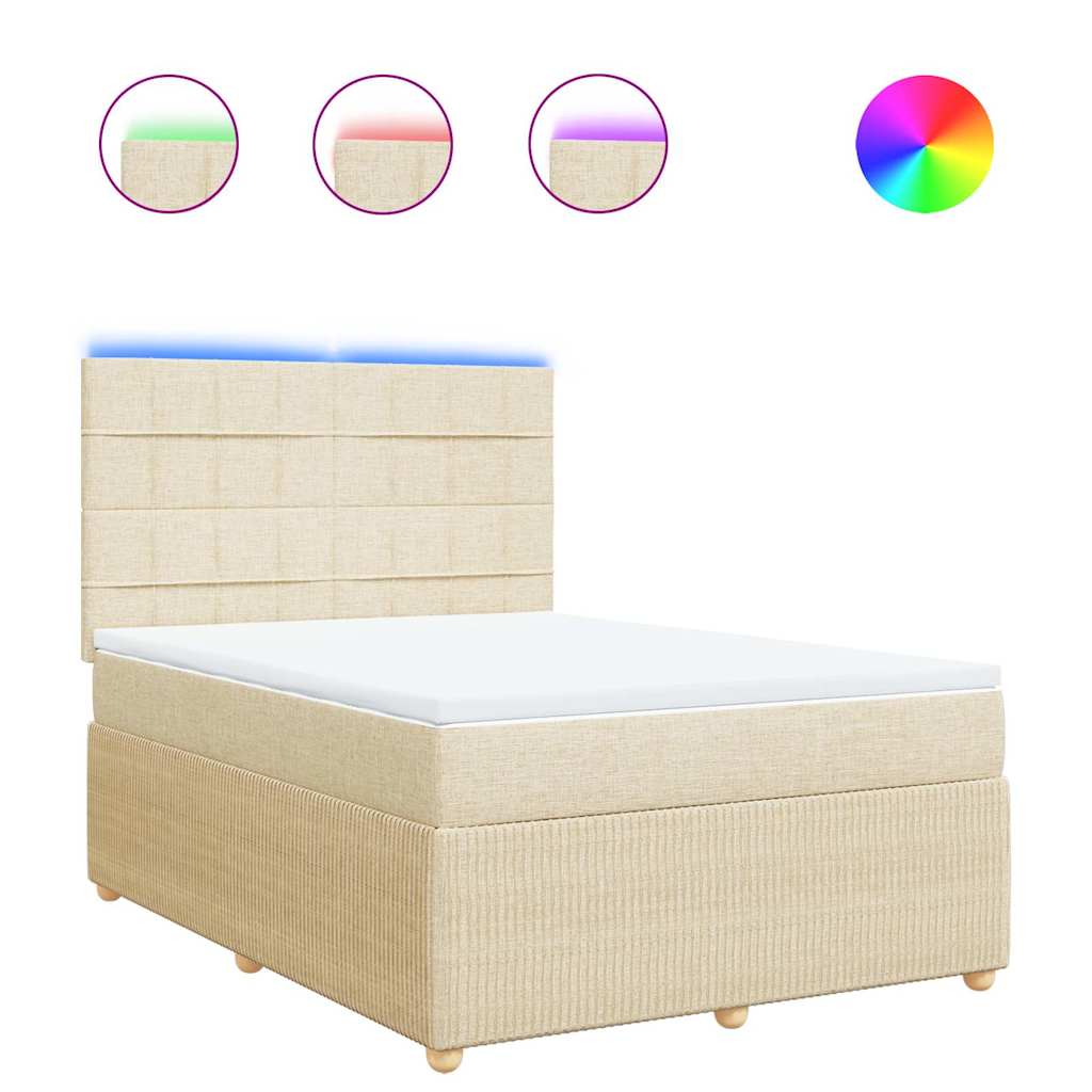 Thumbnail - vidaXL Boxspringbett mit Matratze Creme 140x190 cm Stoff