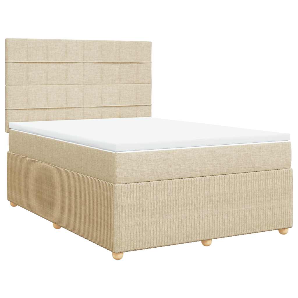 vidaXL Boxspring met matras stof crèmekleurig 140x190 cm afbeelding