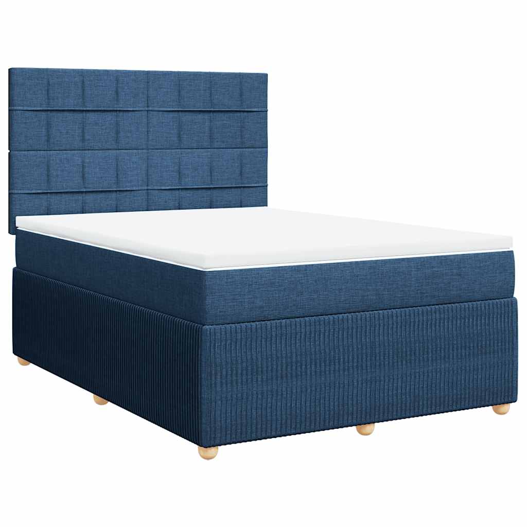 vidaXL Boxspring met matras stof blauw 140x190 cm afbeelding