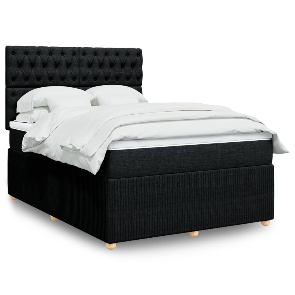 vidaXL Boxspringbett mit Matratze Schwarz 140x190 cm Stoff