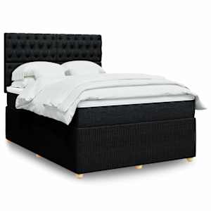 Box spring postel s matrací černá 140 x 190 cm textil - obrázek 1