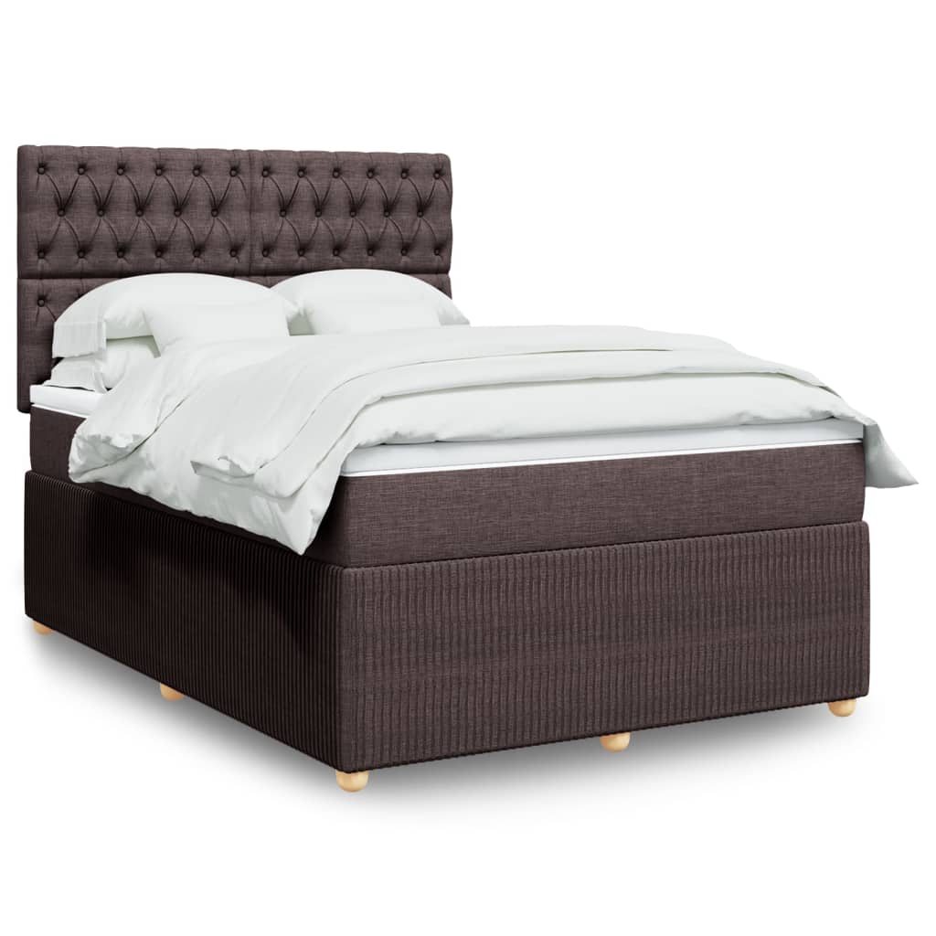 Boxspringbett mit Matratze Dunkelbraun 140×190 cm Stoff