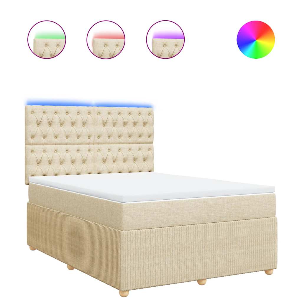 Thumbnail - vidaXL Boxspringbett mit Matratze Creme 140x190 cm Stoff