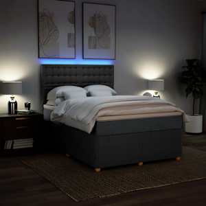 Box spring postel s matrací tmavě šedý 140 x 190 cm textil - obrázek 4