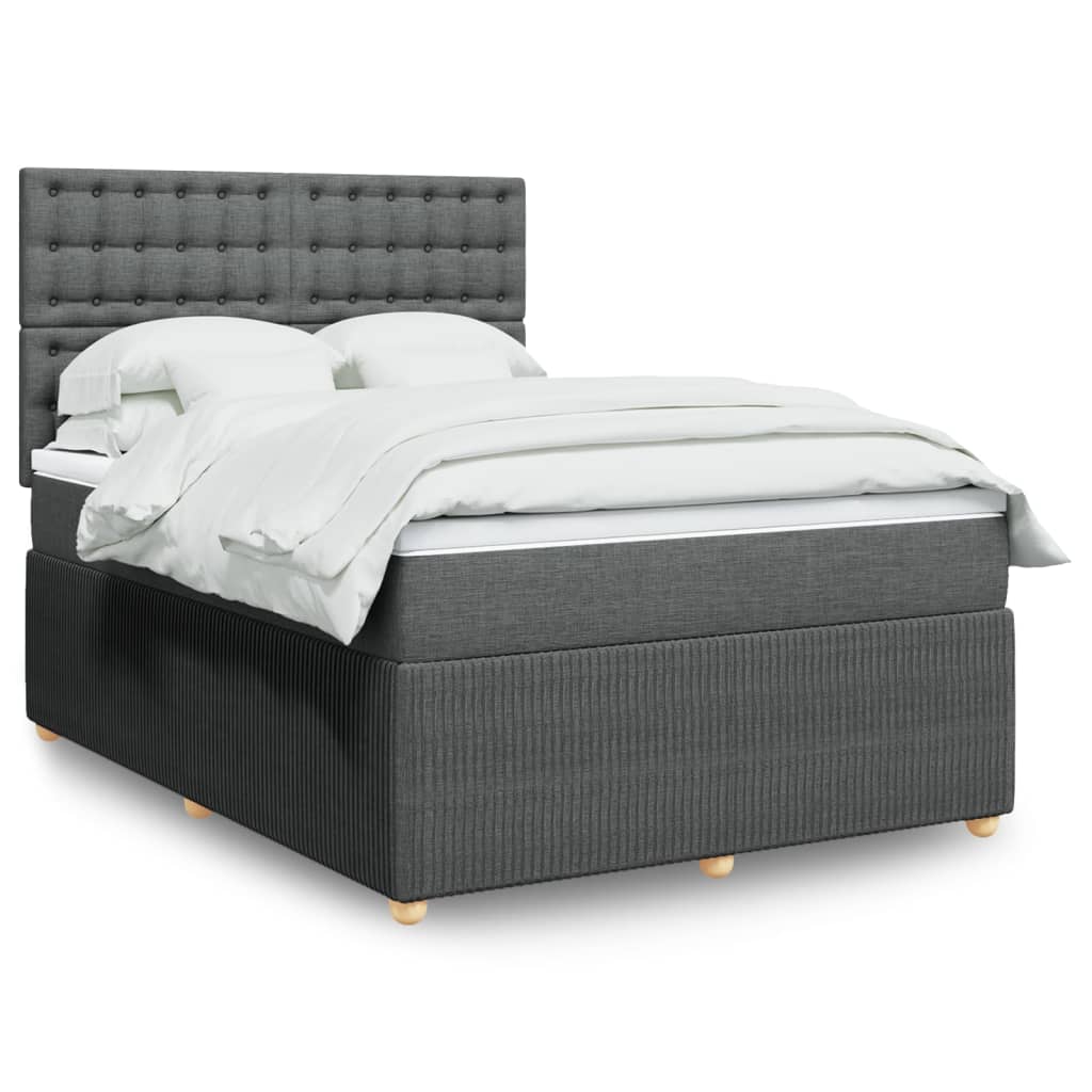 Boxspringbett mit Matratze Dunkelgrau 140×190 cm Stoff