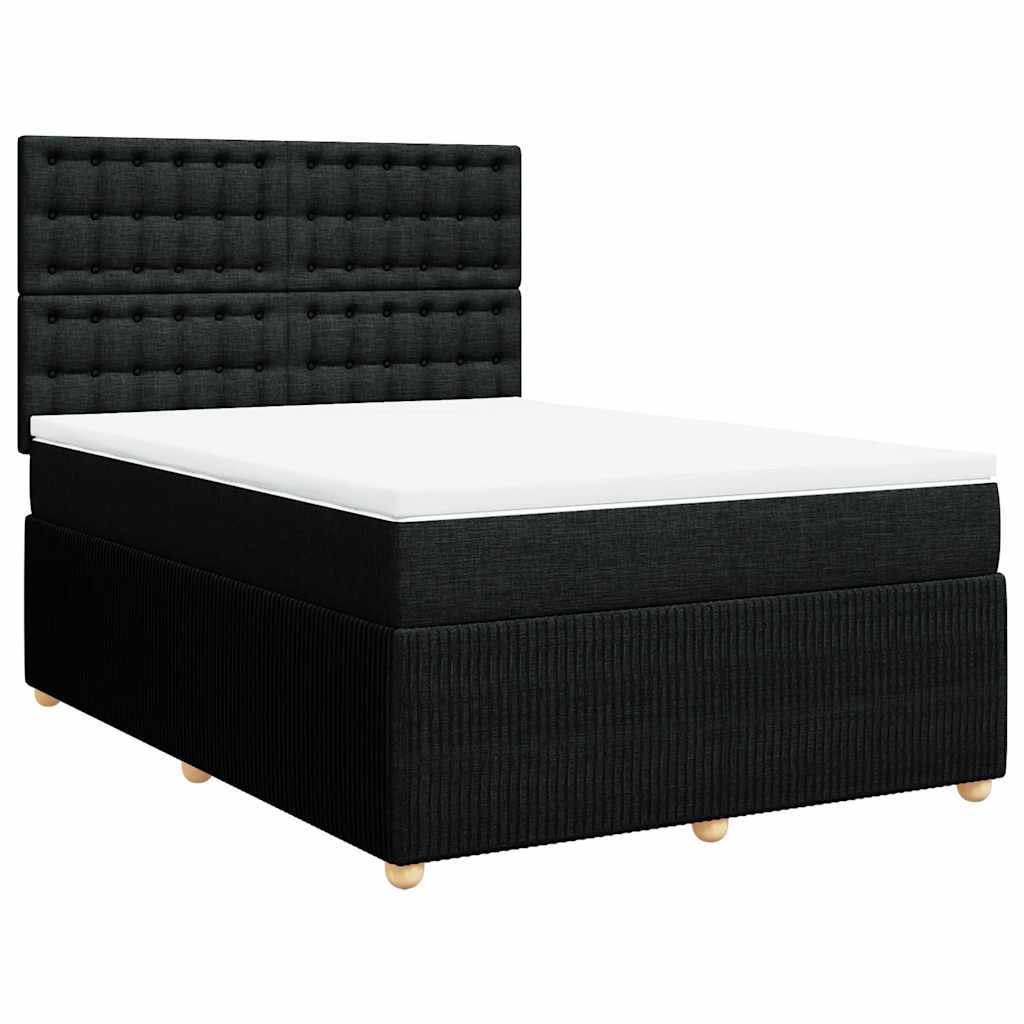 vidaXL Boxspring met matras stof zwart 140x190 cm afbeelding
