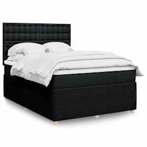Box spring postel s matrací černá 140 x 190 cm textil - obrázek 1