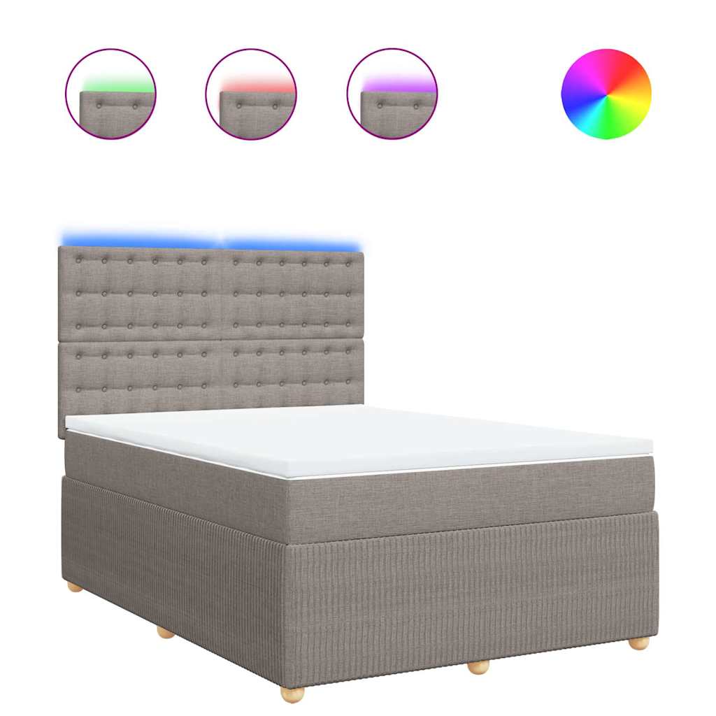vidaXL Boxspring met matras stof taupe 140x190 cm, foto 3