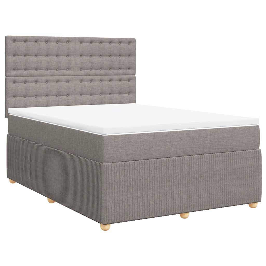 vidaXL Boxspring met matras stof taupe 140x190 cm afbeelding