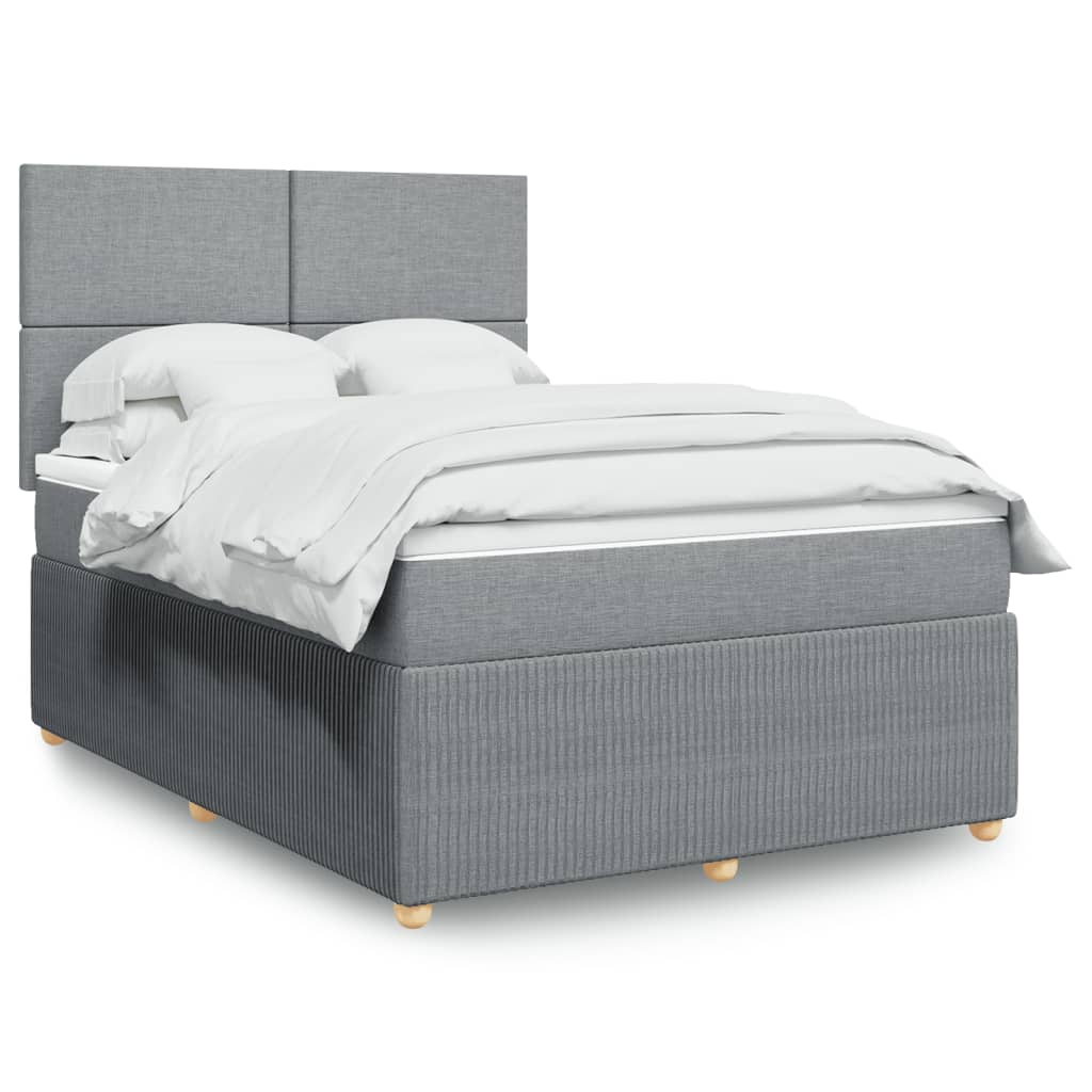 vidaXL Boxspringbett mit Matratze Hellgrau 140x200 cm Stoff