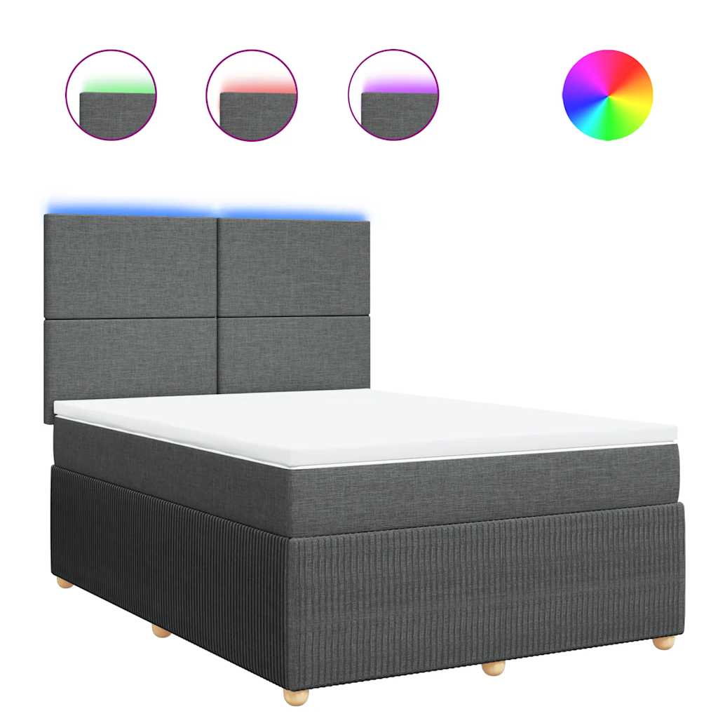 vidaXL Boxspring met matras stof donkergrijs 140x200 cm grijs, foto 3