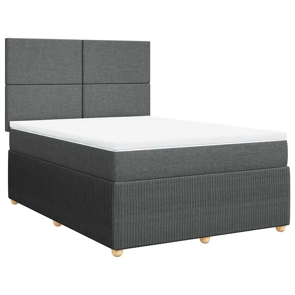 vidaXL Boxspring met matras stof donkergrijs 140x200 cm afbeelding