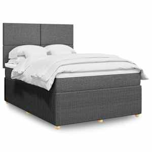 Box spring postelja z vzmetnico temno siva 140x200 cm blago