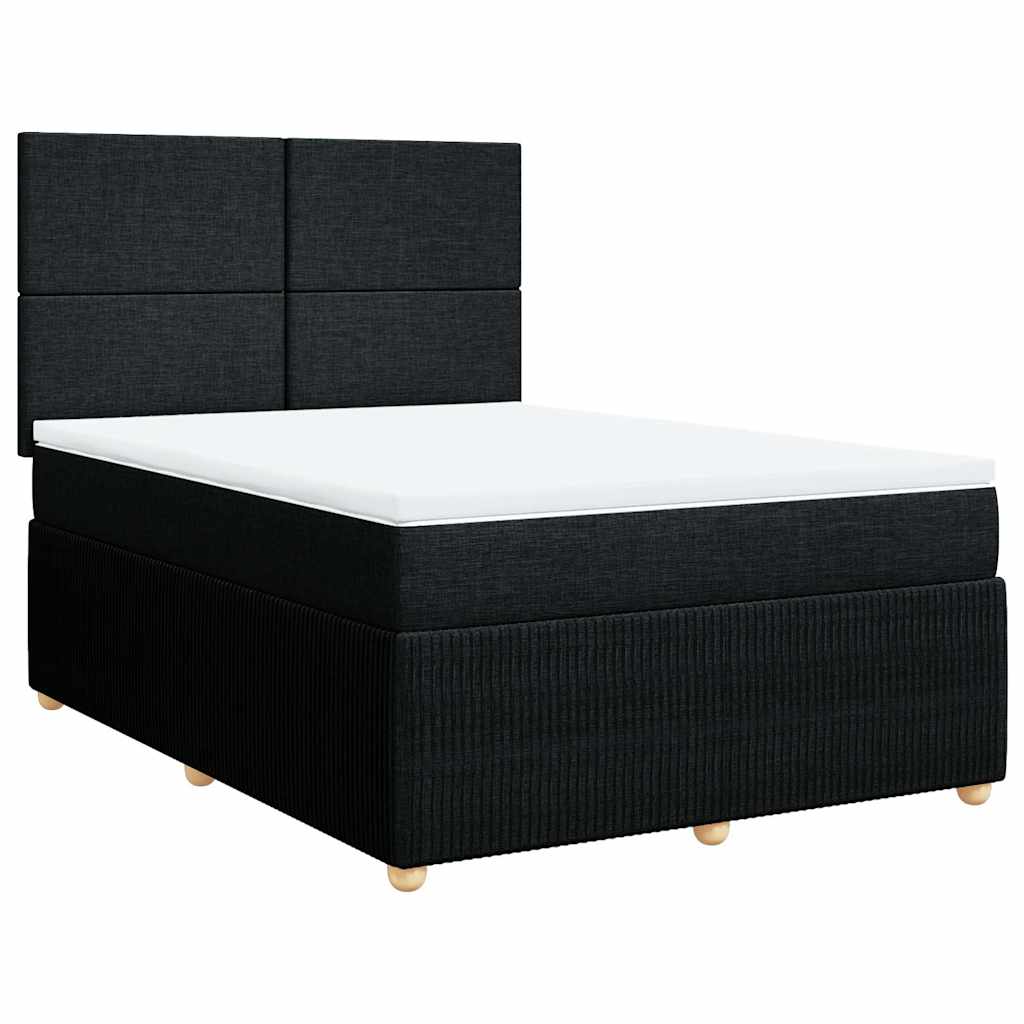 vidaXL Boxspring met matras stof zwart 140x200 cm afbeelding