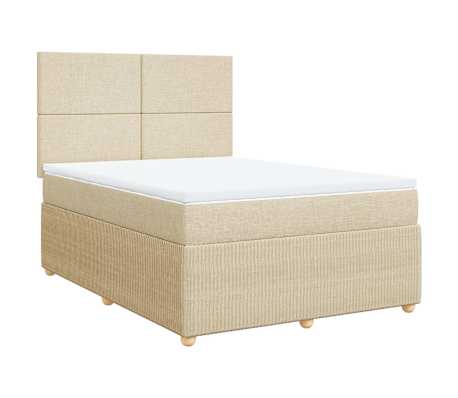 vidaXL Cama box spring con colch&oacute;n tela color crema 140x200 cm