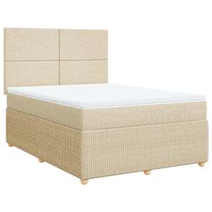 vidaXL Cama box spring con colch&oacute;n tela color crema 140x200 cm