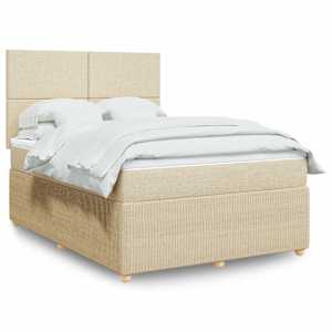Box spring postelja z vzmetnico krem 140x200 cm blago