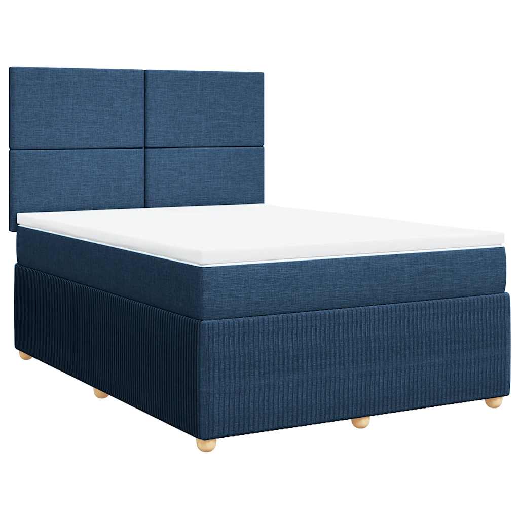 vidaXL Boxspring met matras stof blauw 140x200 cm afbeelding
