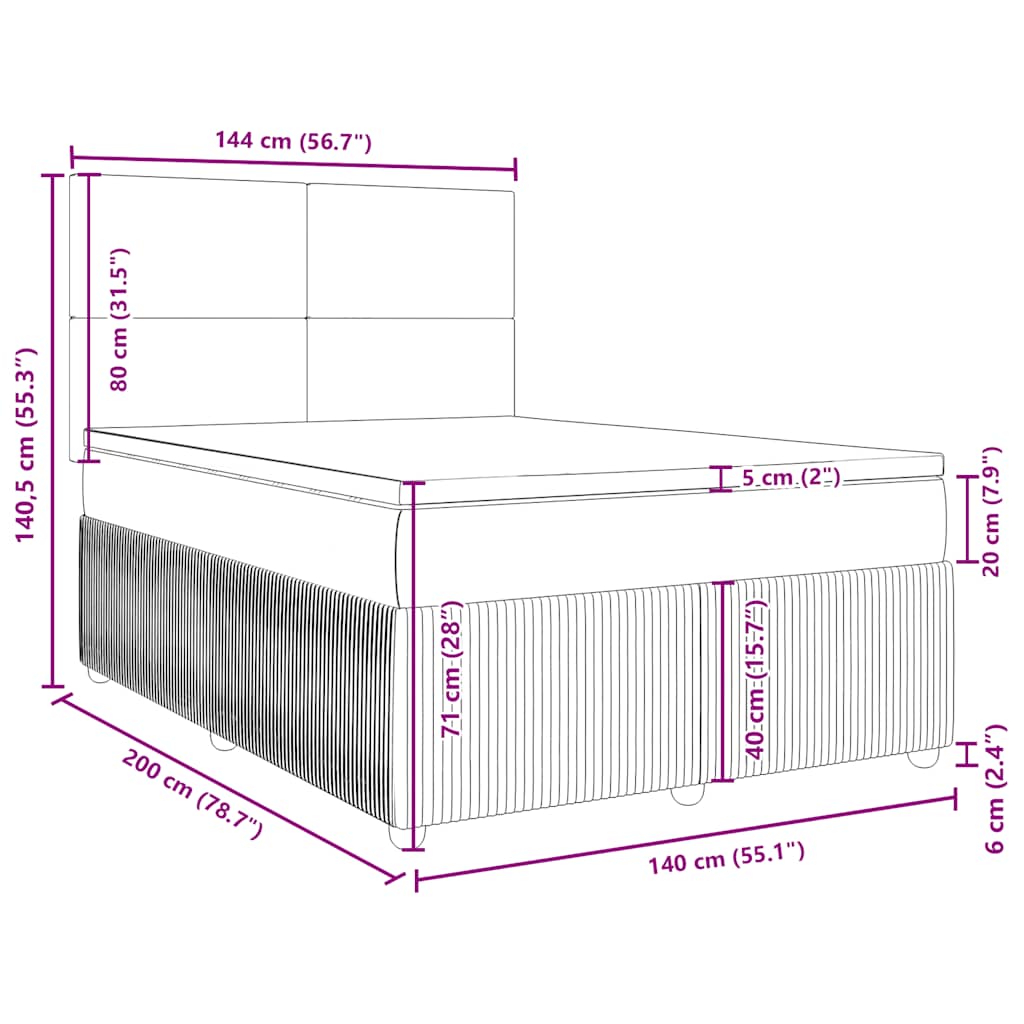 Box spring postel s matrací modrá 140x200 cm textil - obrázek 18