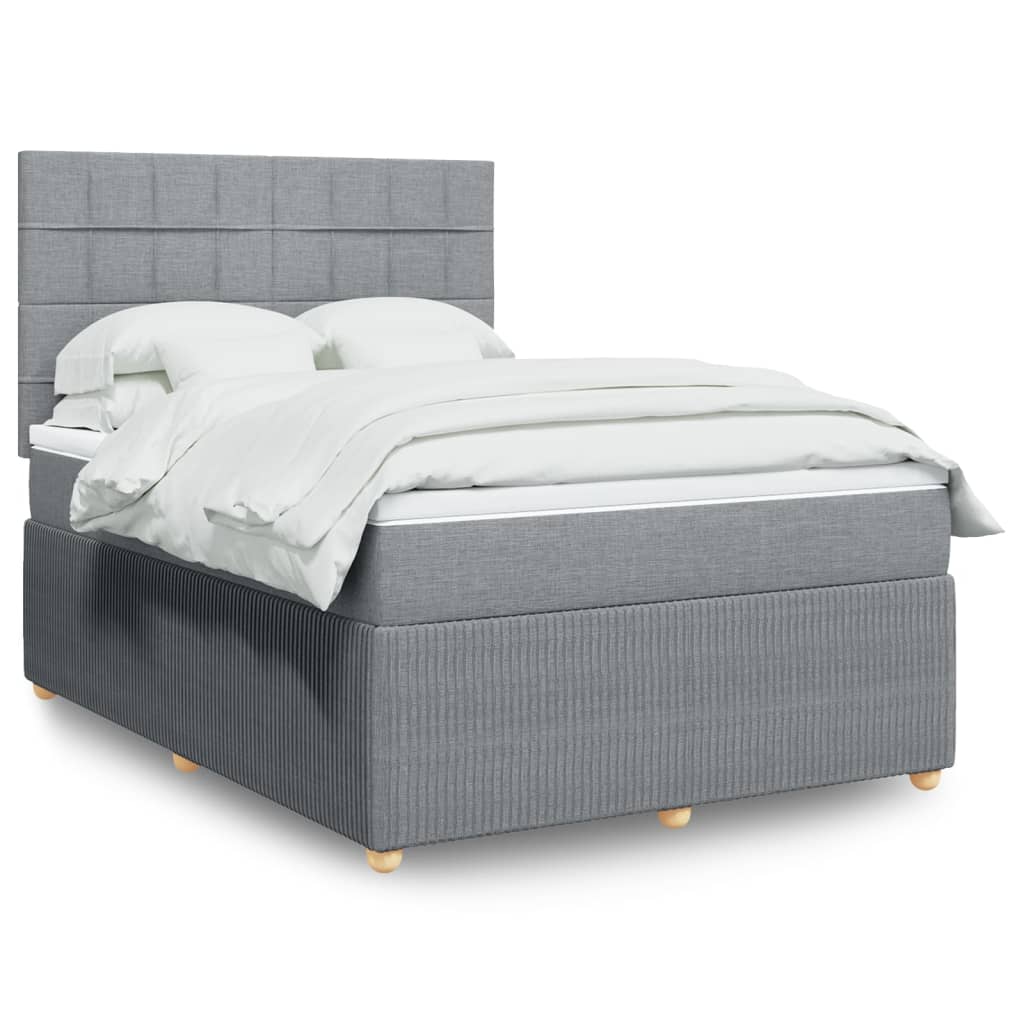 Boxspringbett mit Matratze Hellgrau 140×200 cm Stoff