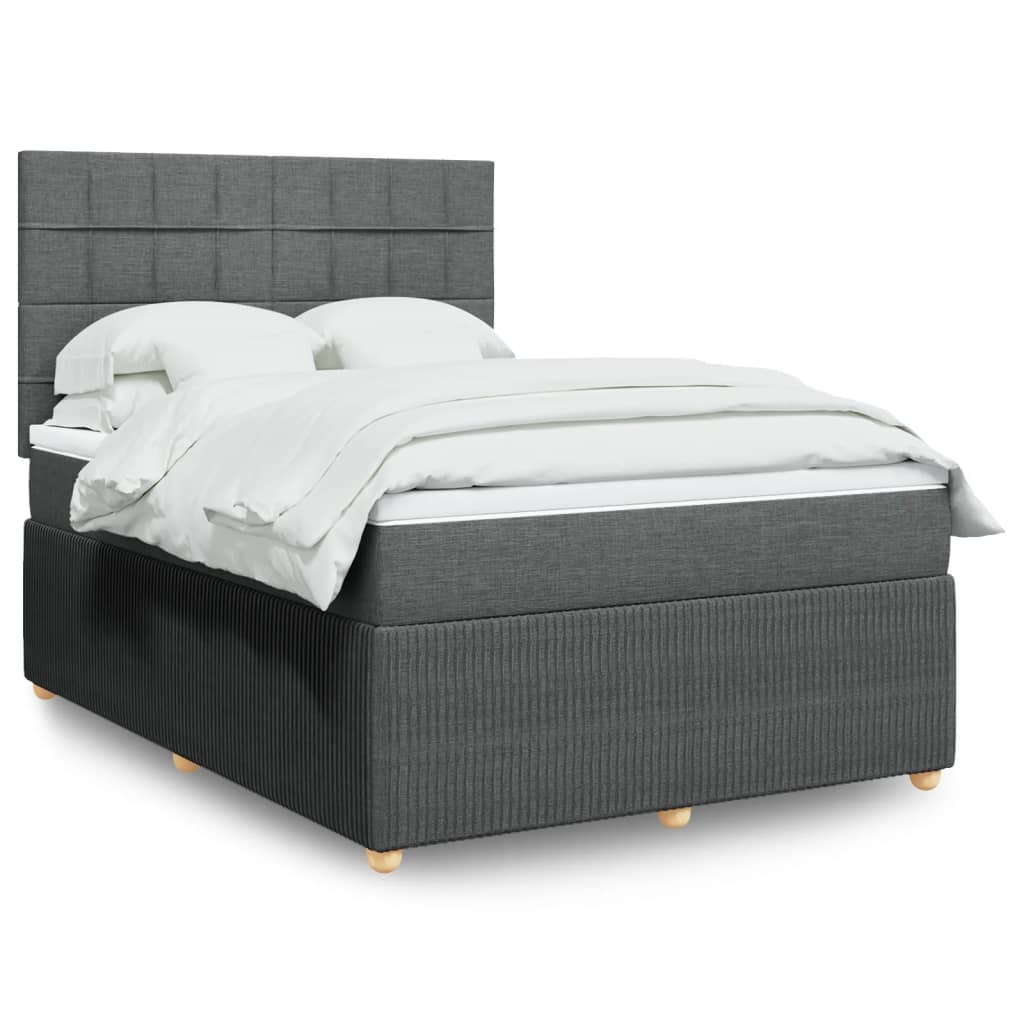 Boxspringbett mit Matratze Dunkelgrau 140×200 cm Stoff