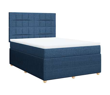 vidaXL Boxspring met matras stof blauw 140x200 cm