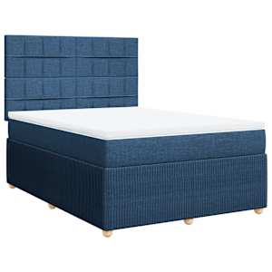 vidaXL Boxspring met matras stof blauw 140x200 cm