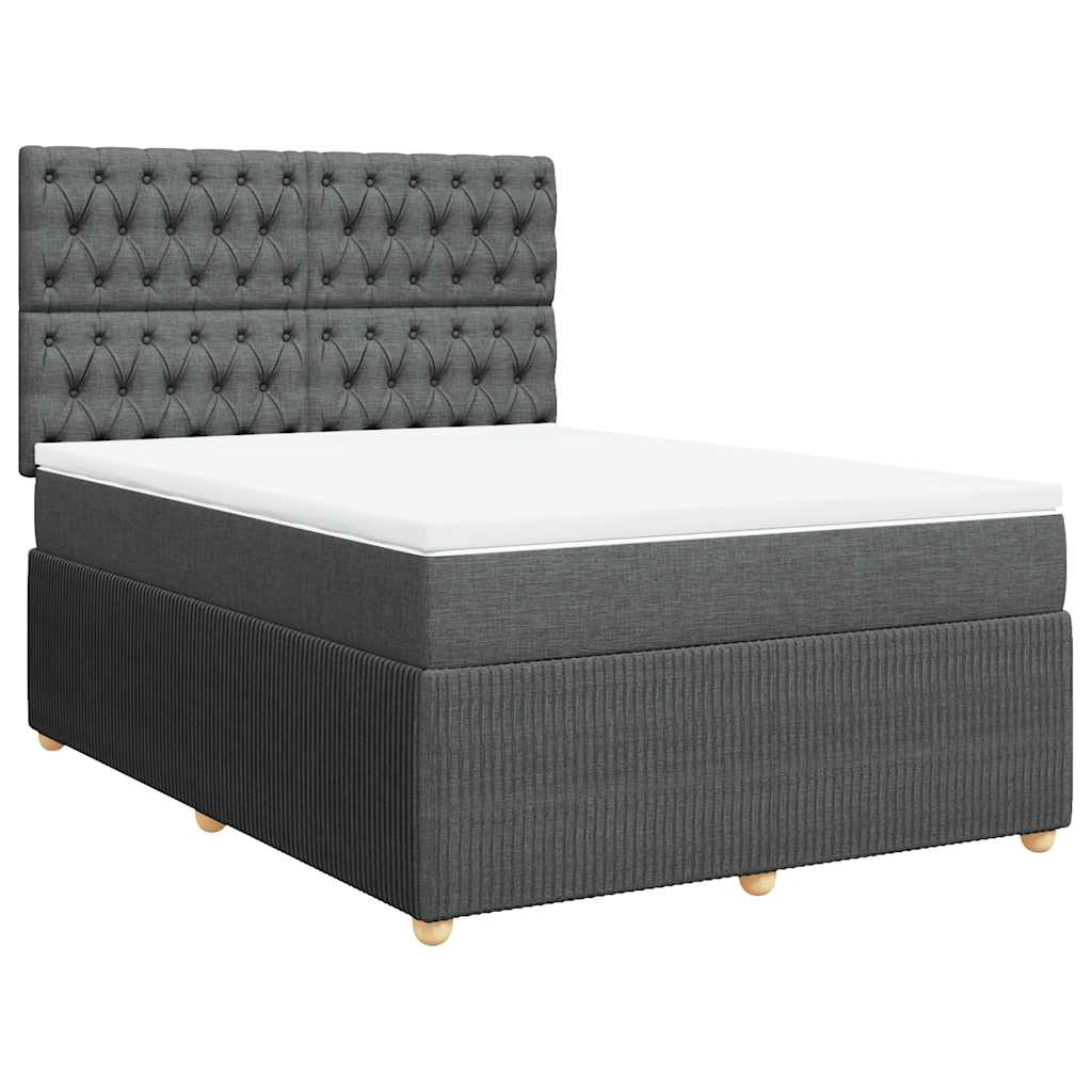 vidaXL Boxspring met matras stof donkergrijs 140x200 cm afbeelding