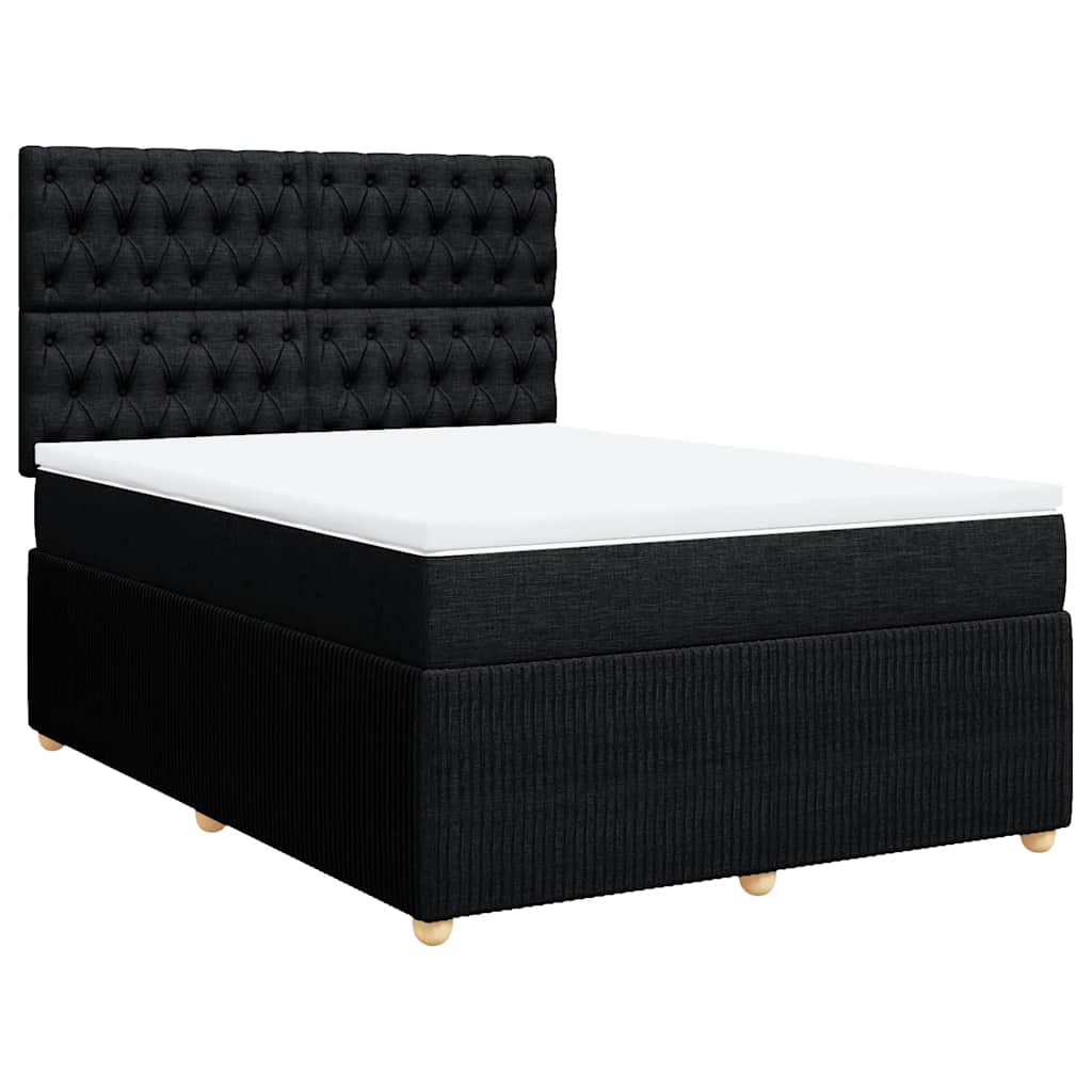 vidaXL Boxspring met matras stof zwart 140x200 cm afbeelding