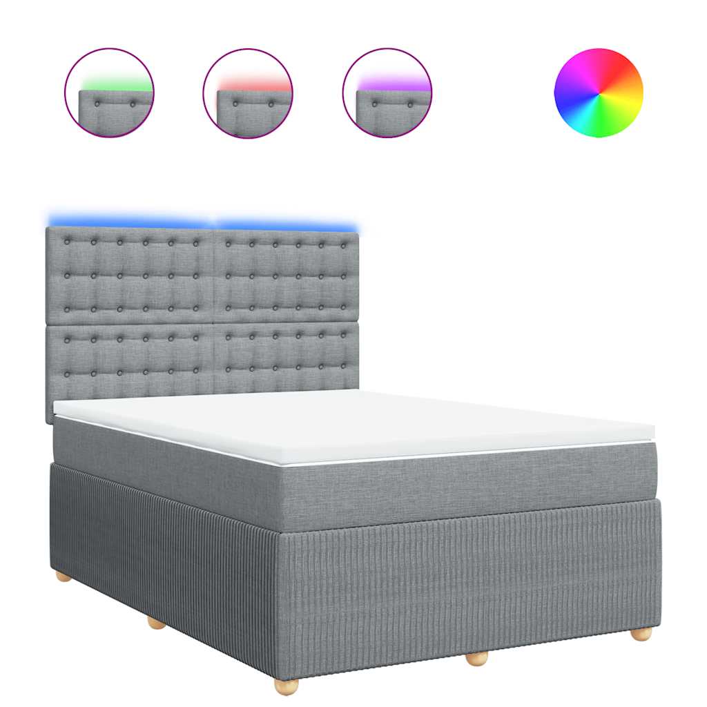 Thumbnail - vidaXL Boxspringbett mit Matratze Hellgrau 140x200 cm Stoff
