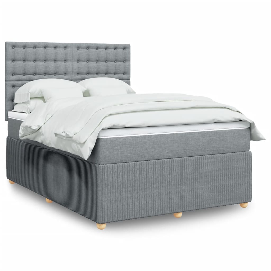 Boxspringbett mit Matratze Hellgrau 140×200 cm Stoff