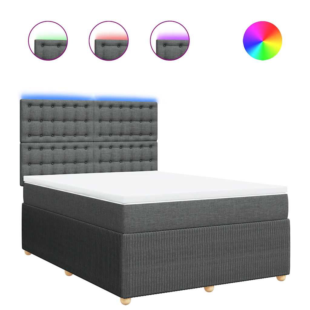 vidaXL Boxspring met matras stof donkergrijs 140x200 cm grijs, foto 3