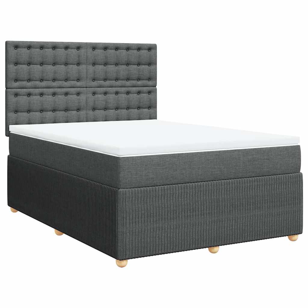 vidaXL Boxspring met matras stof donkergrijs 140x200 cm afbeelding