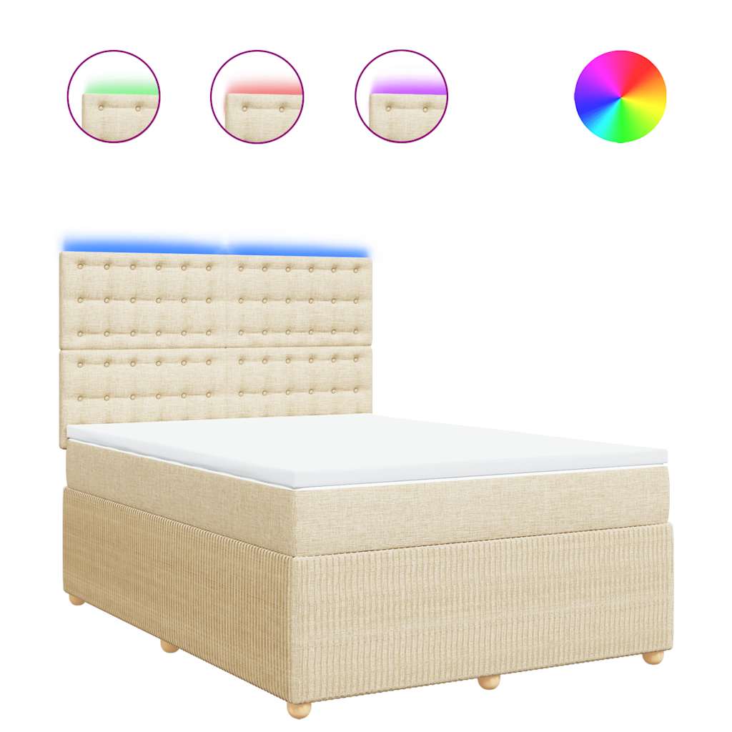 vidaXL Box spring postel s matrací krémová 140x200 cm textil