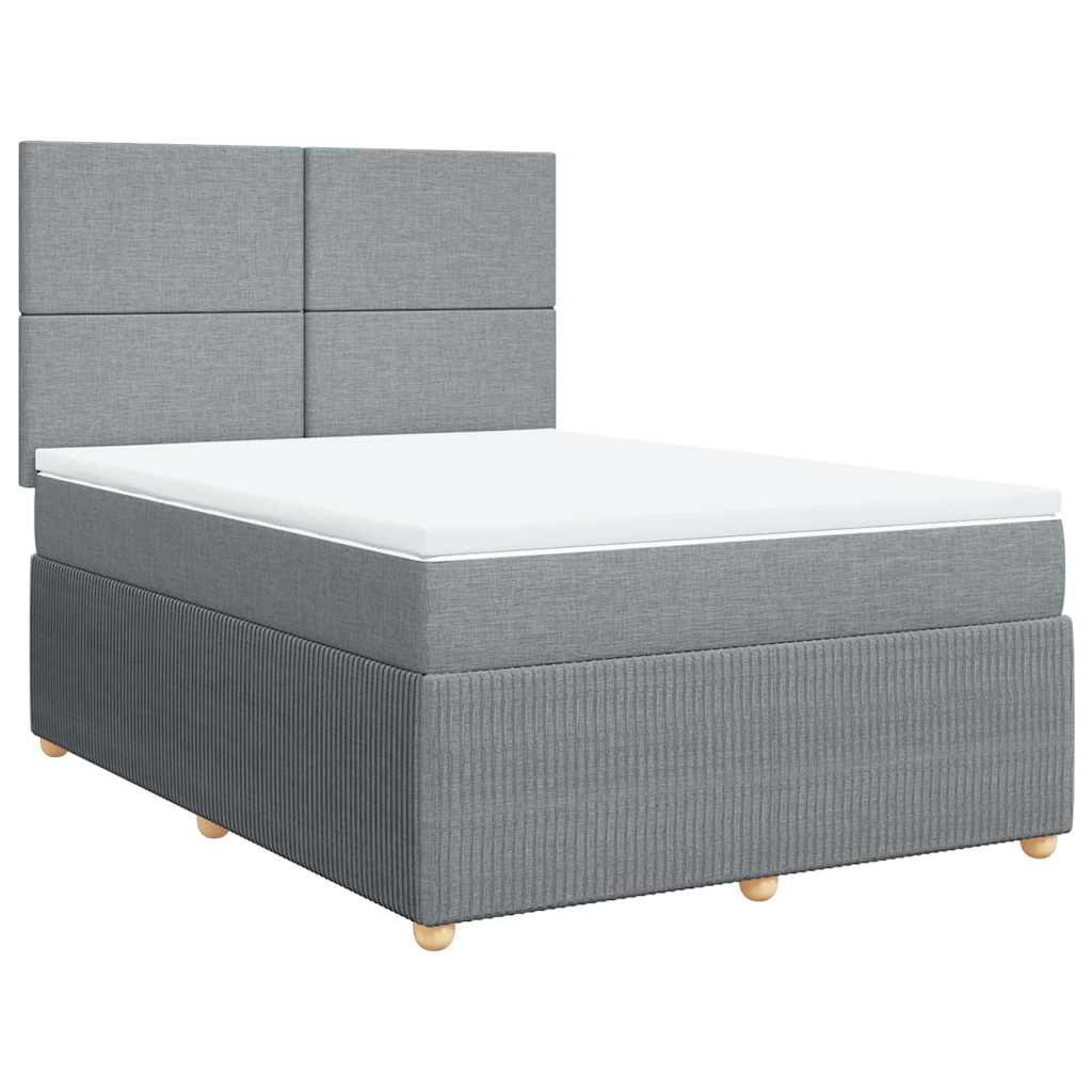 vidaXL Boxspring met matras stof lichtgrijs 160x200 cm afbeelding