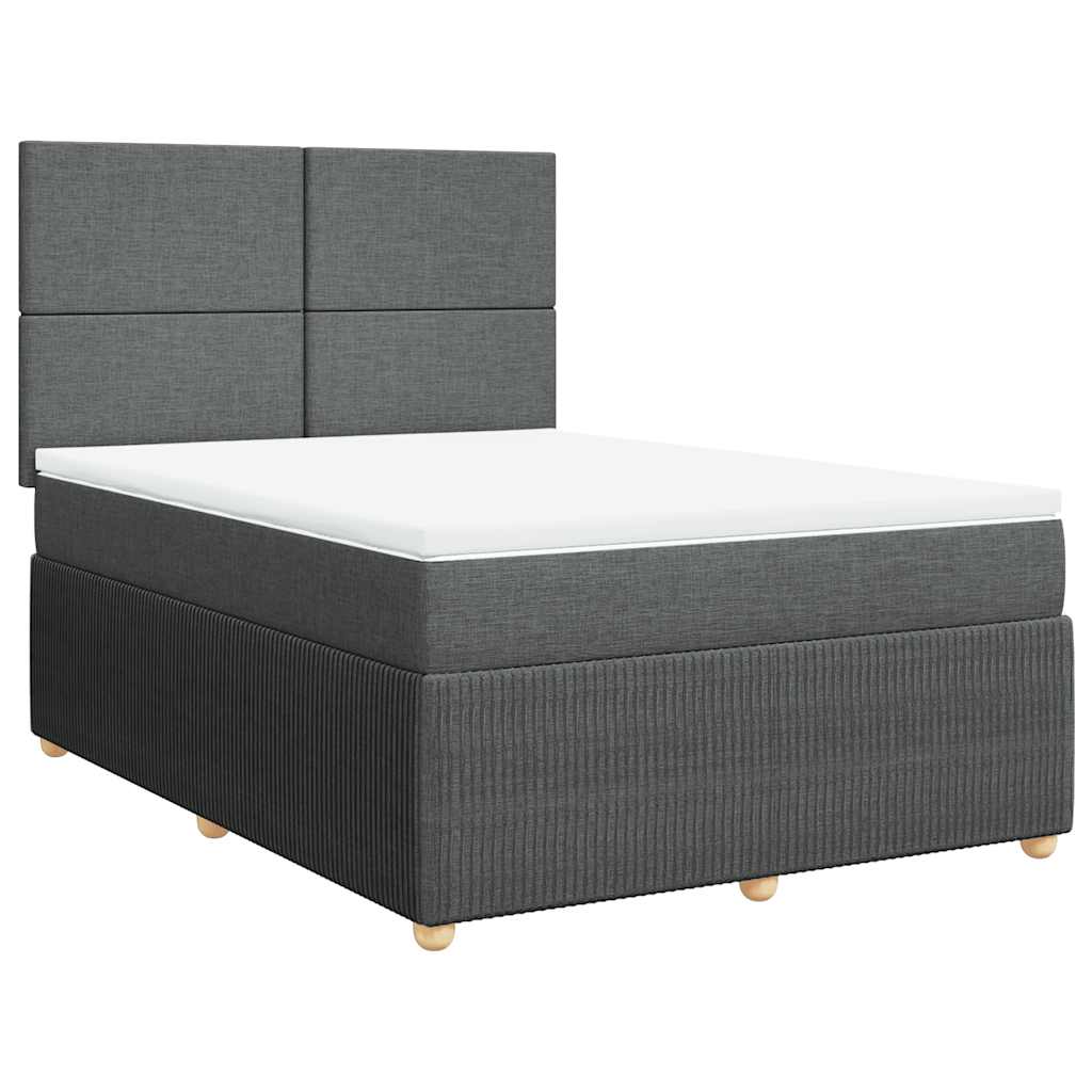 vidaXL Boxspring met matras stof donkergrijs 160x200 cm afbeelding