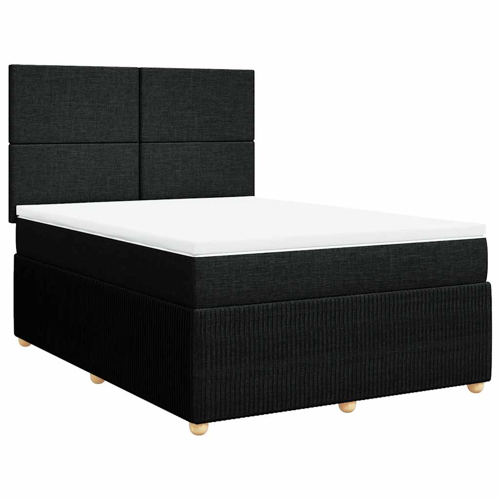 vidaXL Boxspring met matras stof zwart 160x200 cm afbeelding