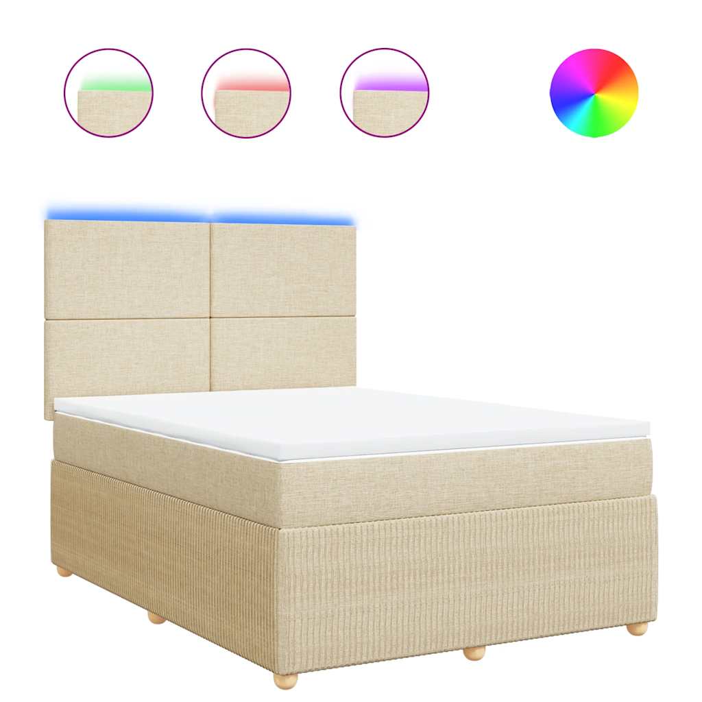 vidaXL Box spring postel s matrací krémová 160x200 cm textil