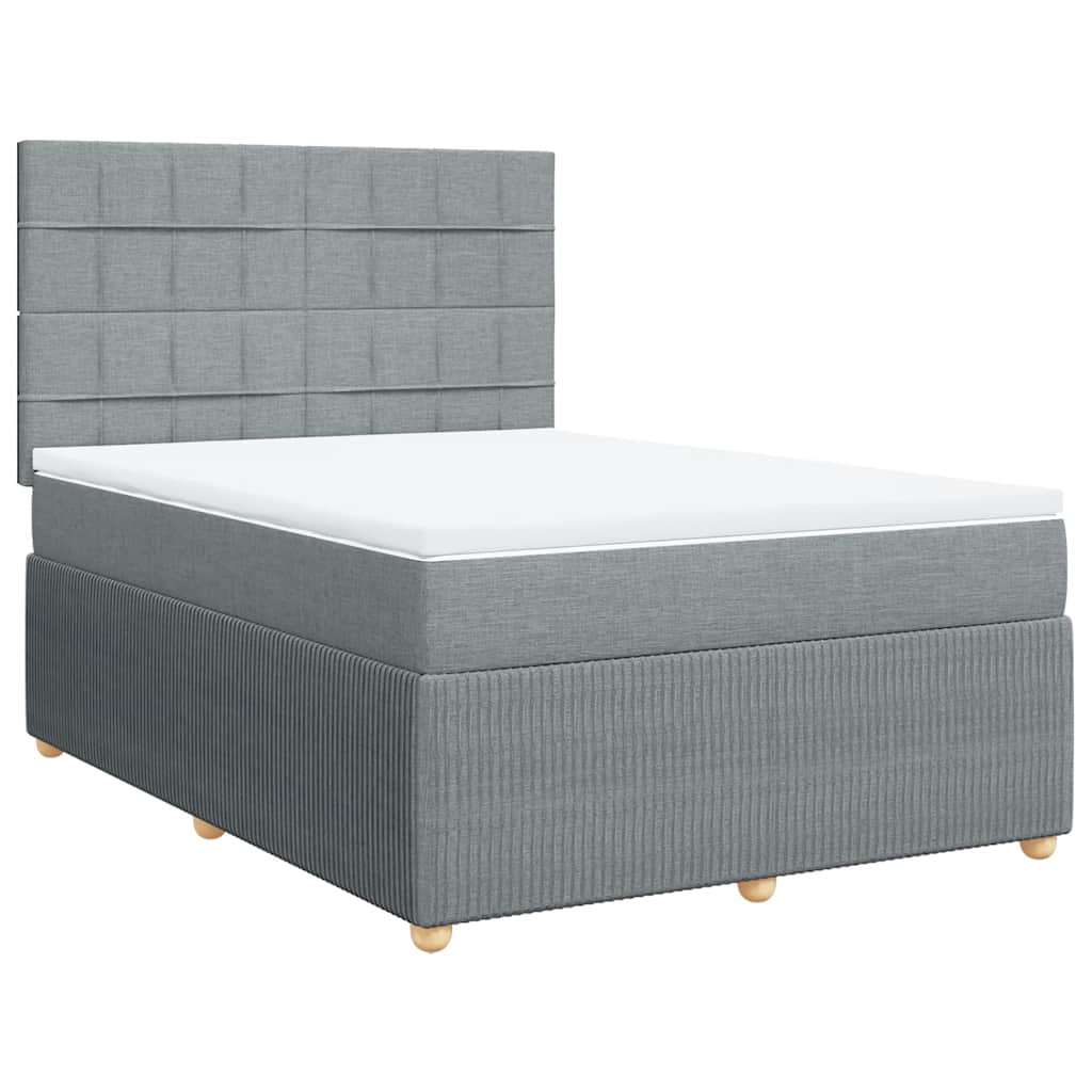 vidaXL Boxspring met matras stof lichtgrijs 160x200 cm afbeelding