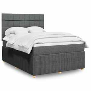 Box spring postelja z vzmetnico temno siva 160x200 cm blago