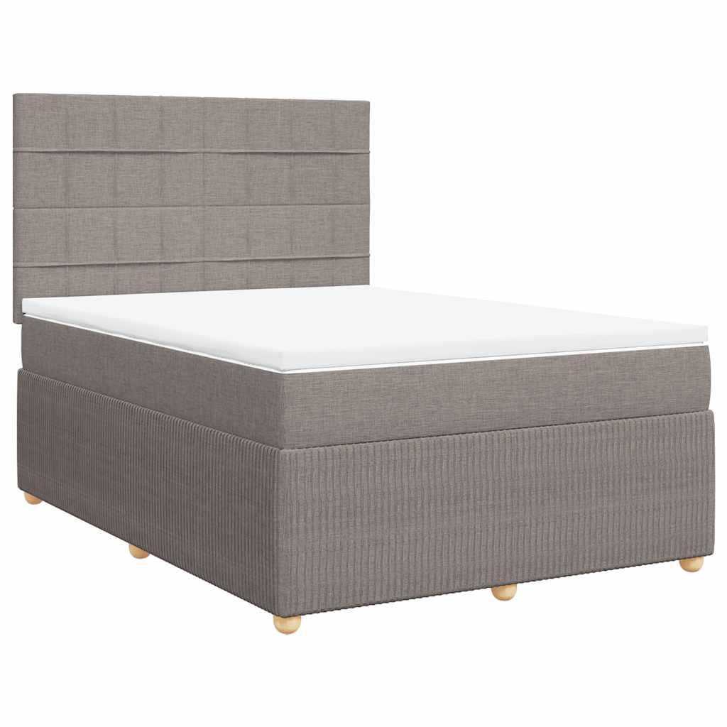 vidaXL Boxspring met matras stof taupe 160x200 cm afbeelding