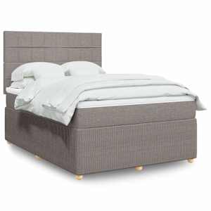 Box spring postelja z vzmetnico taupe 160x200 cm blago