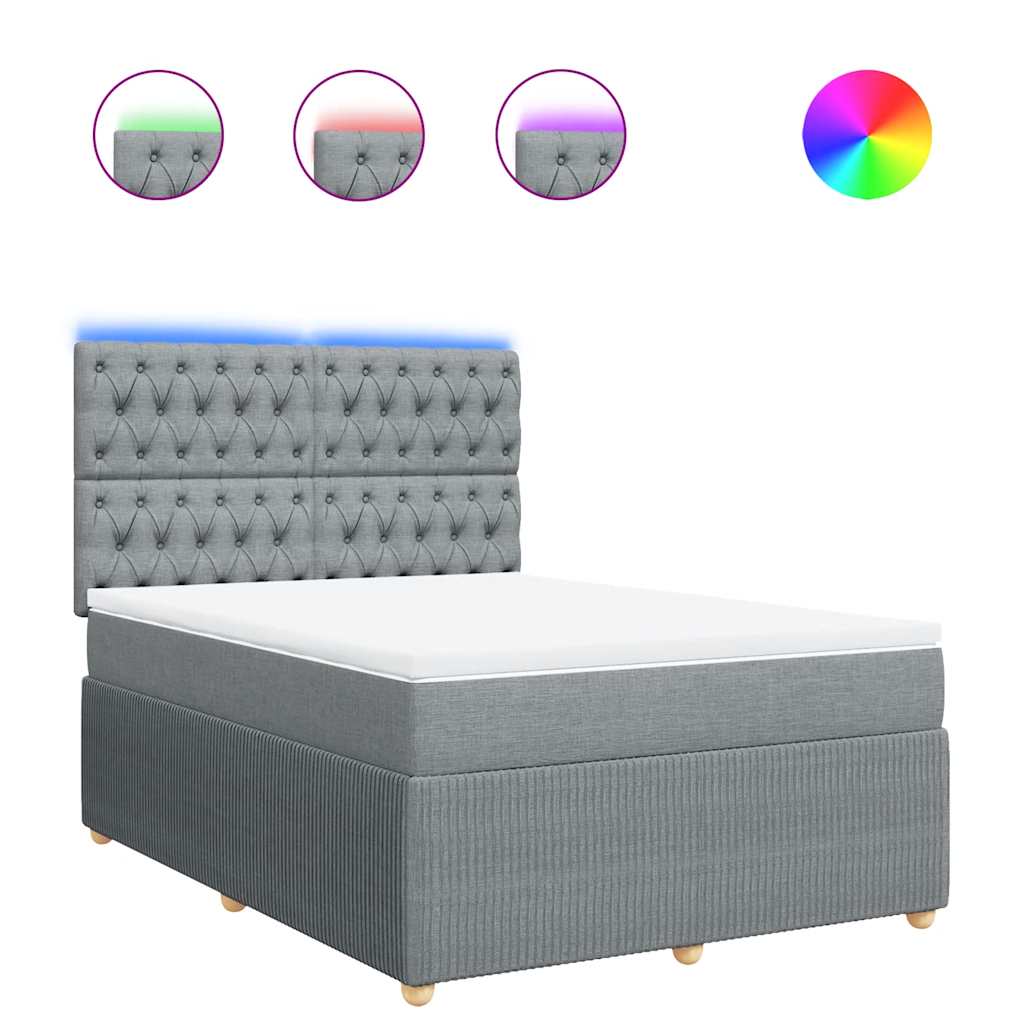 vidaXL Box spring postel s matrací světle šedá 160 x 200 cm textil