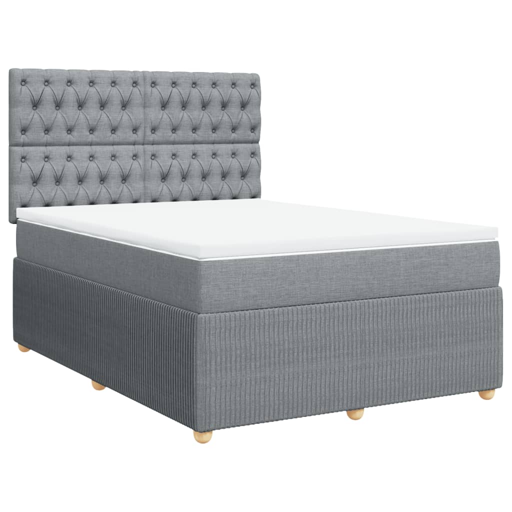vidaXL Boxspring met matras stof lichtgrijs 160x200 cm afbeelding