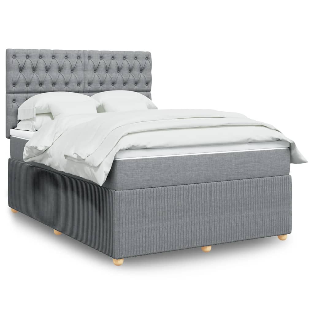 Boxspringbett mit Matratze Hellgrau 160×200 cm Stoff