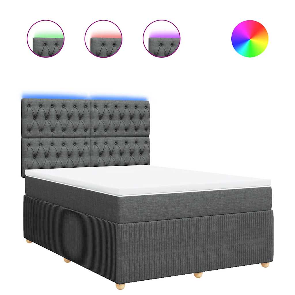 Thumbnail - vidaXL Boxspringbett mit Matratze Dunkelgrau 160x200 cm Stoff