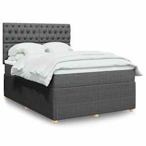 Box spring postelja z vzmetnico temno siva 160x200 cm blago